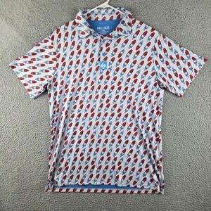 PINS & ACES Golf Polo Shirt Popsicle Mens Large Red White Blue